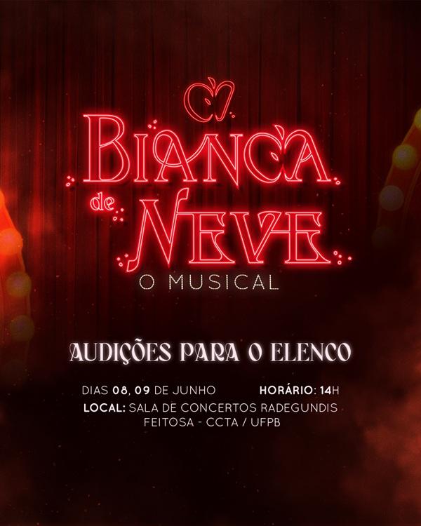 MUSICAL 'BIANCA DE NEVE' ESTÁ COM INSCRIÇÕES ABERTAS PARA SELEÇÃO DE ELENCO EM JOÃO PESSOA