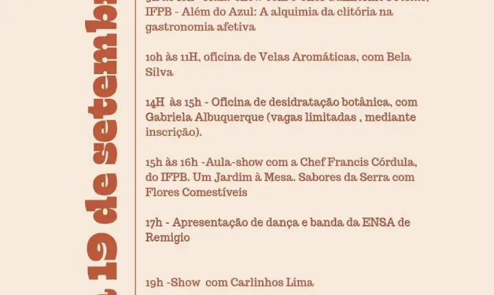 AREIA REALIZA FESTIVAL DE FLORES A PARTIR DESTA 6ª NO HOTEL BRUXAXÁ; A ENTRADA É DE GRAÇA!
