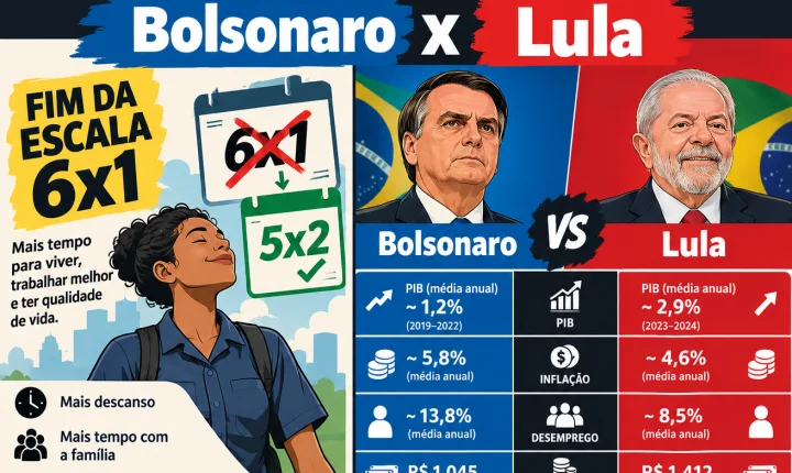 FIM DA ESCALA 6x1 E COMPARAÇÃO ECONÔMICA DOS GOVERNOS BOLSONARO X LULA