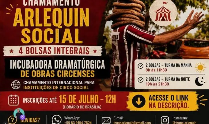 TRUPE ARLEQUIN OFERECE BOLSA PARA 